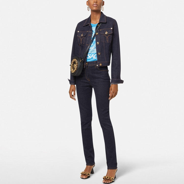 FANSIZHE SS22 Джинсы женские черные VERSACE — фото 3