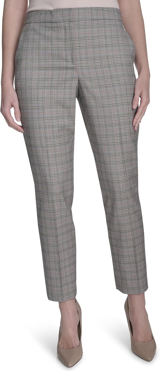 

Брюки Tommy Hilfiger - прямые брюки для женщин с эластичной талией, Khaki Multi