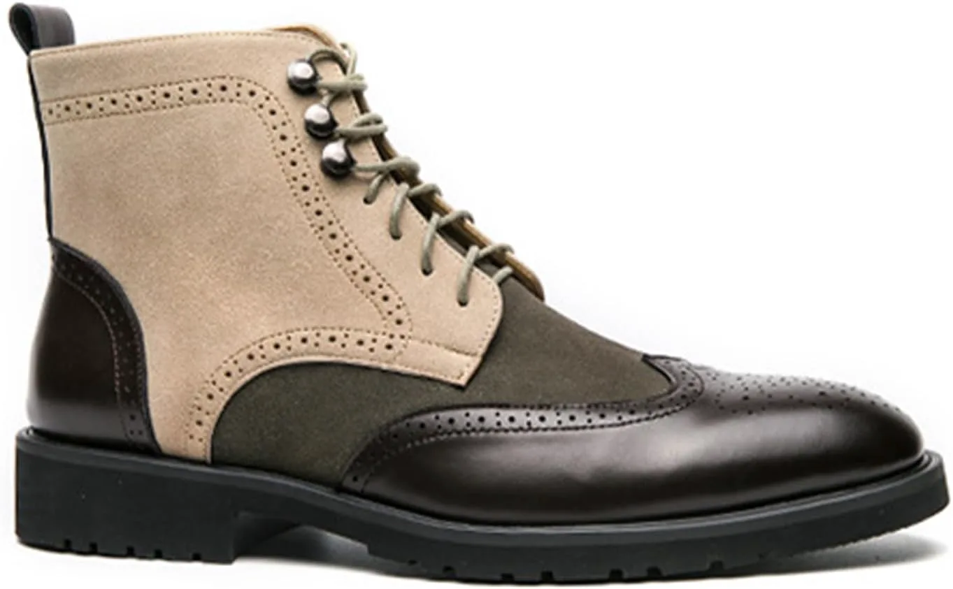 

Мужские кожаные броги Ephirebra с крыльями, шнуровкой, оксфорды, удобные ботинки с нескользящей подошвой, зауженный носок, высокие ретро-башмаки до щиколотки, хаки