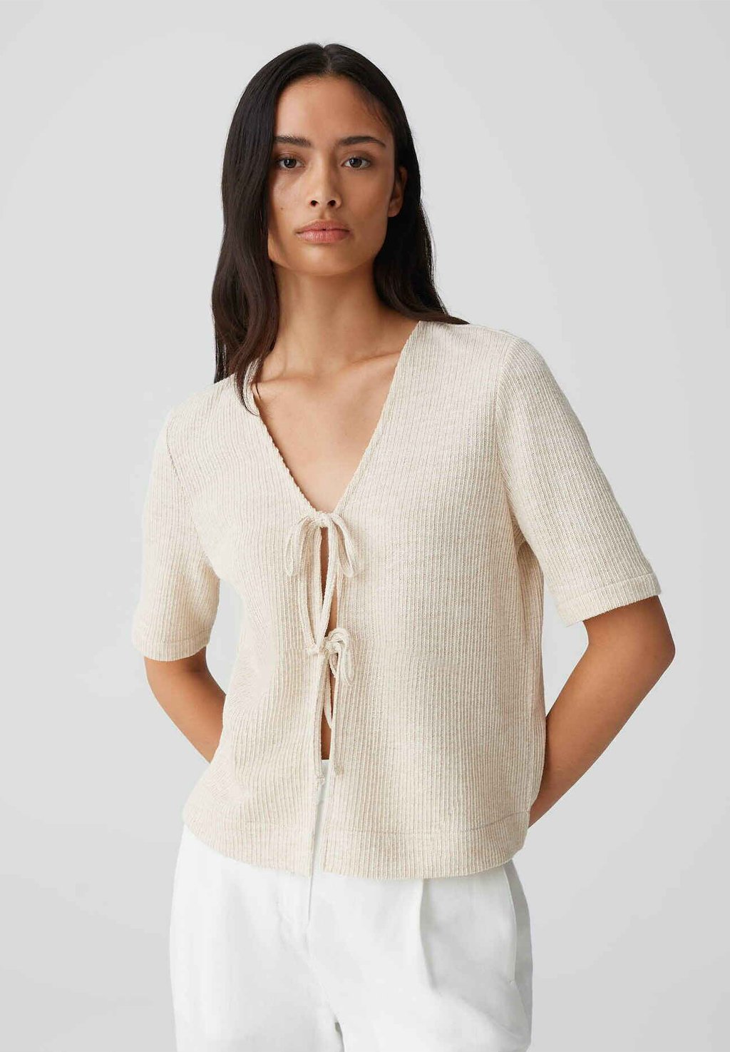 

Блузка на пуговицах LOOSE FIT LACE LOCKERE PASSFORM V-AUSSCHNITT OPUS, бежевый