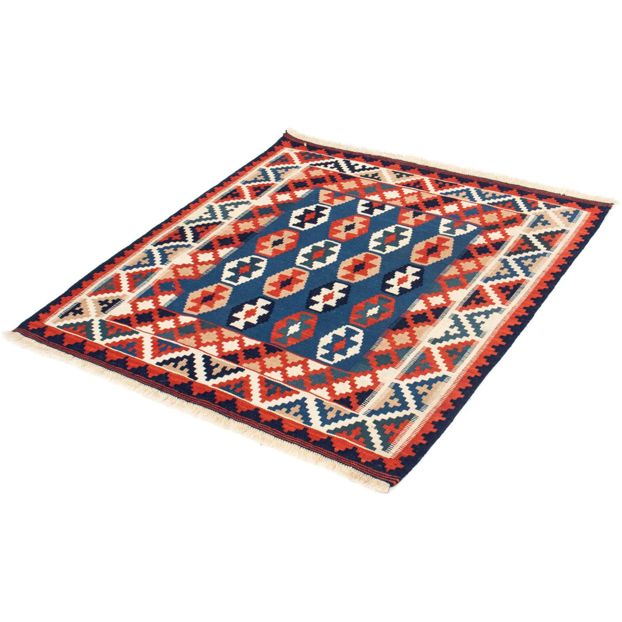 

Шерстяной ковер Morgenland «Kilim - Oriental Square - 103 x 102 см - темно-синий», квадратный, высота 6 мм, гостиная, цельный
