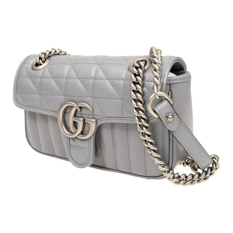 Мини-сумка кросс-боди GUCCI GG Marmont из серой кожи — фото 2