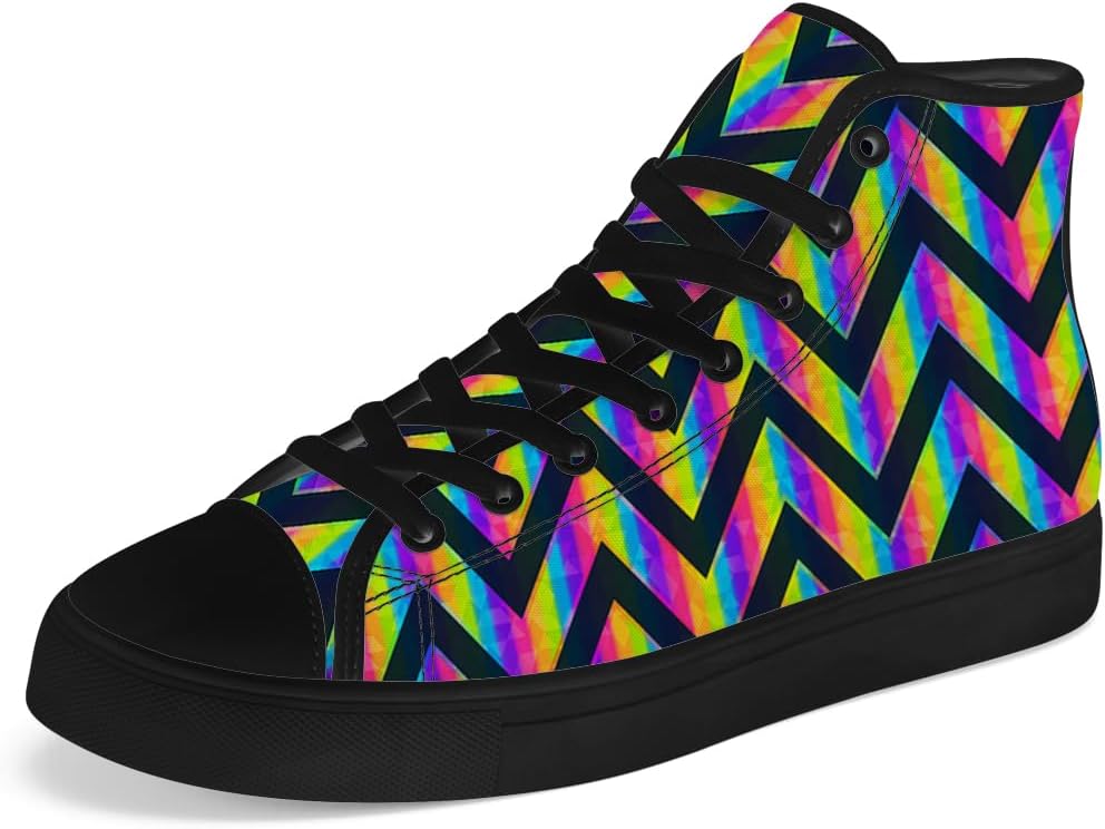 

Мужские и женские высокие кеды Chebing с зигзагообразным принтом, шнуровкой и повседневным дизайном, 614 Multicolor