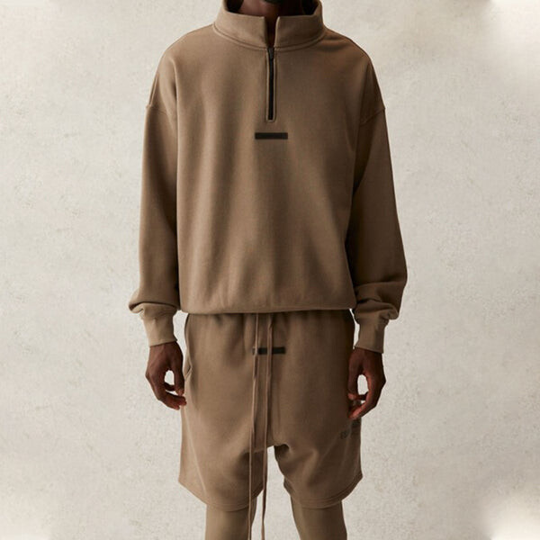 Толстовка Fear of God Essentials SS21 Mockneck Half Zip Taupe, коричневый — фото 3