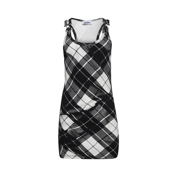 

Топ Jean Paul Gaultier Tartan Tank Top Mini Dress Black/Grey/White, черный