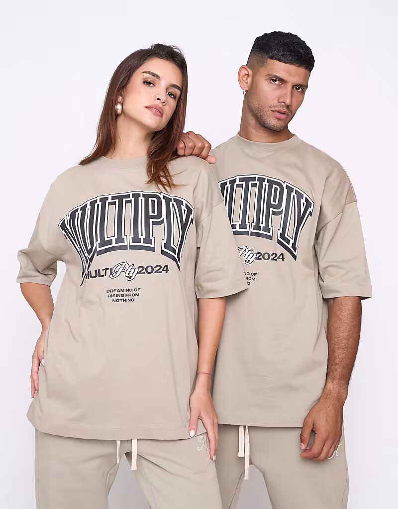 

Футболка оверсайз Multiply Apparel Supporter в цвете Seneca Stone