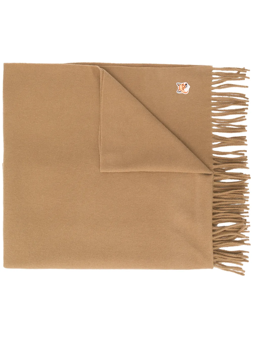 

Шарф с нашивкой-логотипом и бахромой Maison Kitsuné, нейтральный