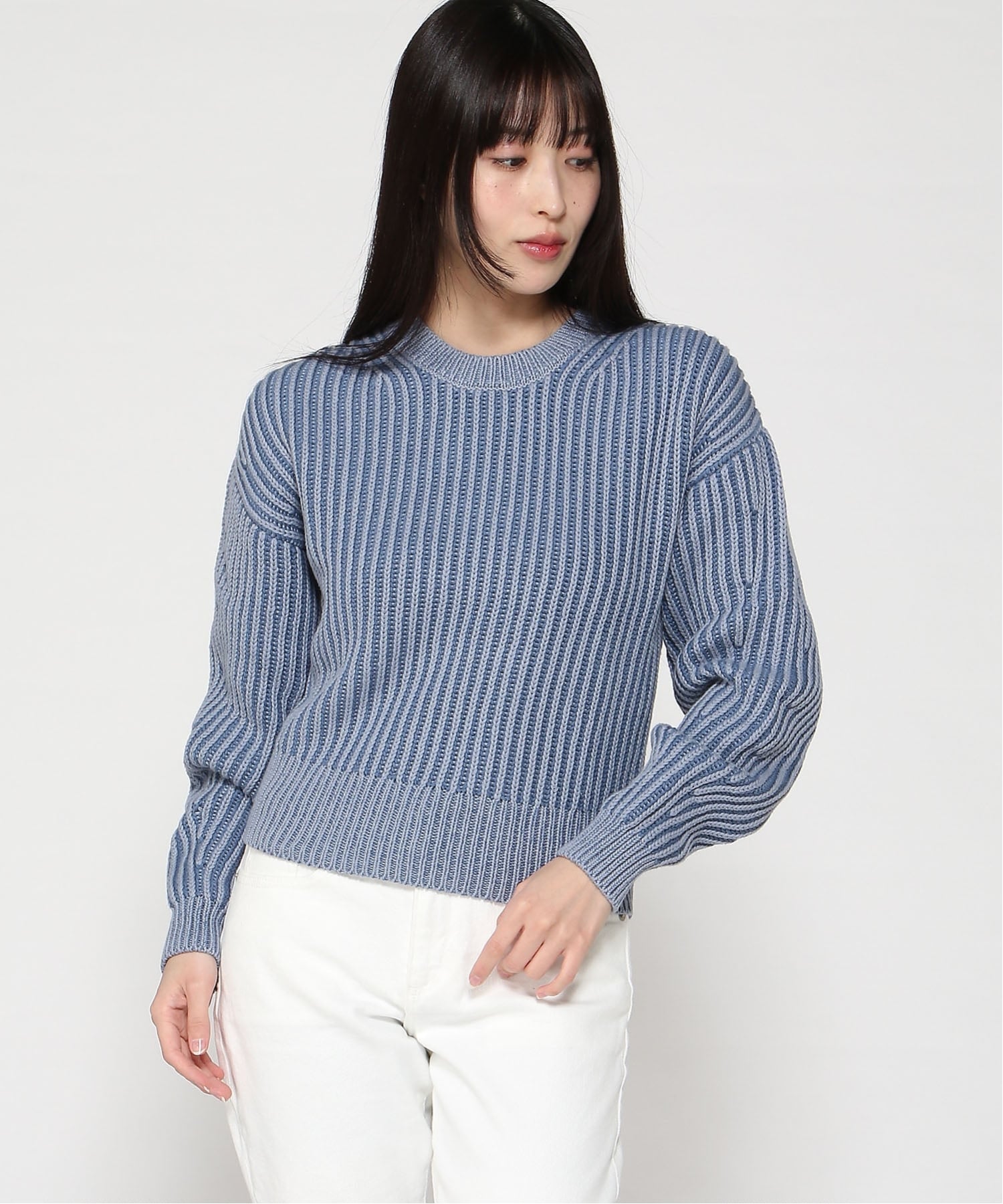 (W) Укороченный свитер с рукавами-«бочками» из 100% хлопка GAP, BAINBRIDGE_BLUE — фото 4