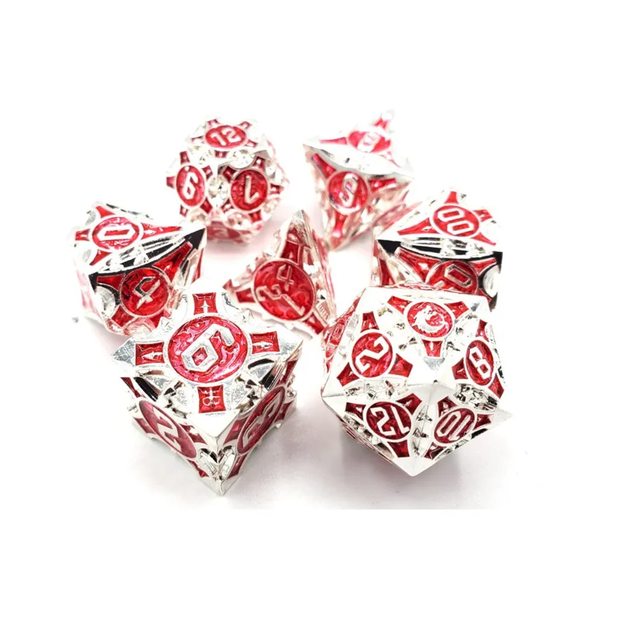 

Набор Poly — серебристый с красным (7), Metal Dice - Gnome Forged