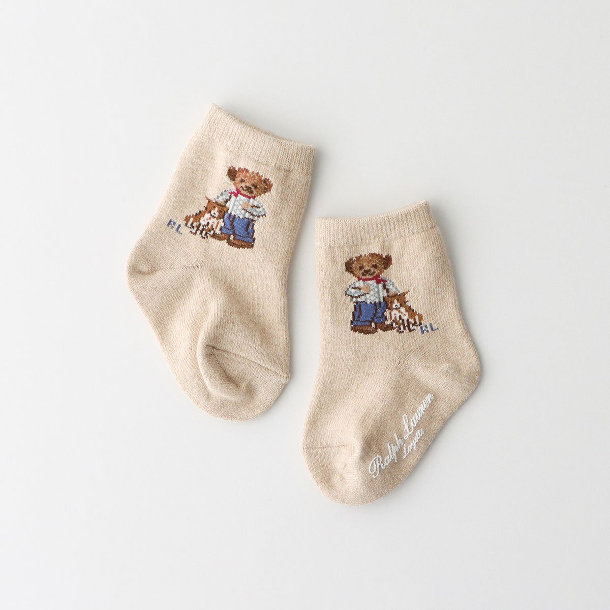 Детские носки Alan Isle Bear с нескользящей подошвой Polo Ralph Lauren, 21. Beige — фото 3