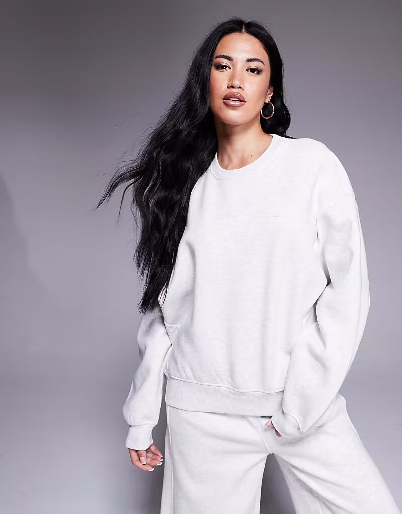 

Толстовка свободного кроя из хлопка с логотипом и приспущенными плечами, светло-серого меланжевого цвета Kaiia