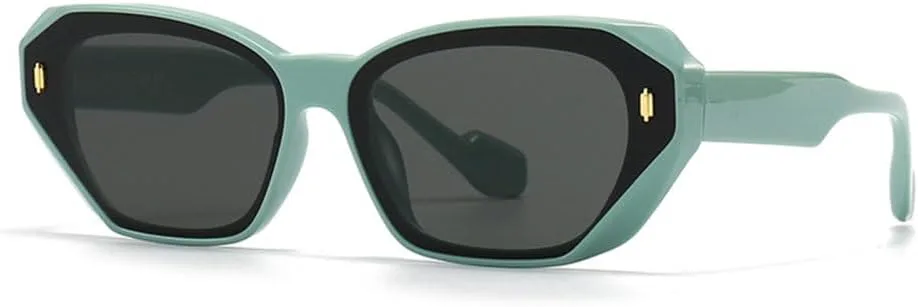 

Винтажные солнцезащитные очки «кошачий глаз» с многоугольными линзами для женщин, модные заклепки для мужчин, трендовые солнцезащитные очки MTZJH, C4 Green