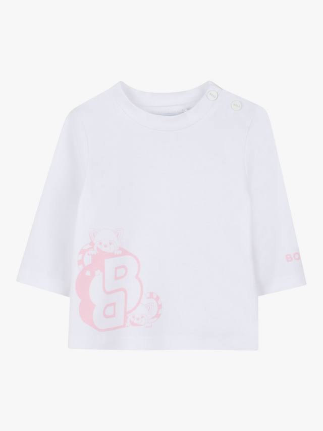 

Детская футболка с длинными рукавами из хлопковой смеси HUGO BOSS, White