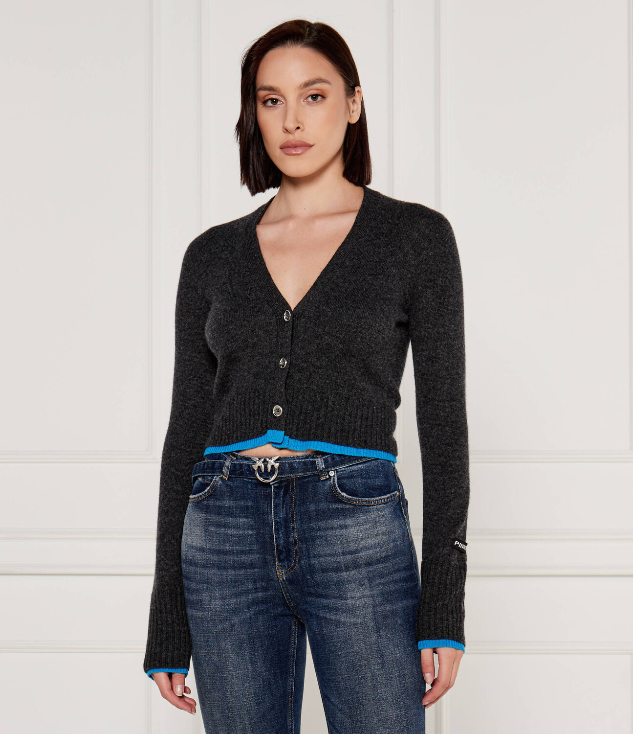 

Свитер Pinko CHAUSIE Cropped Fit, цвет grafite