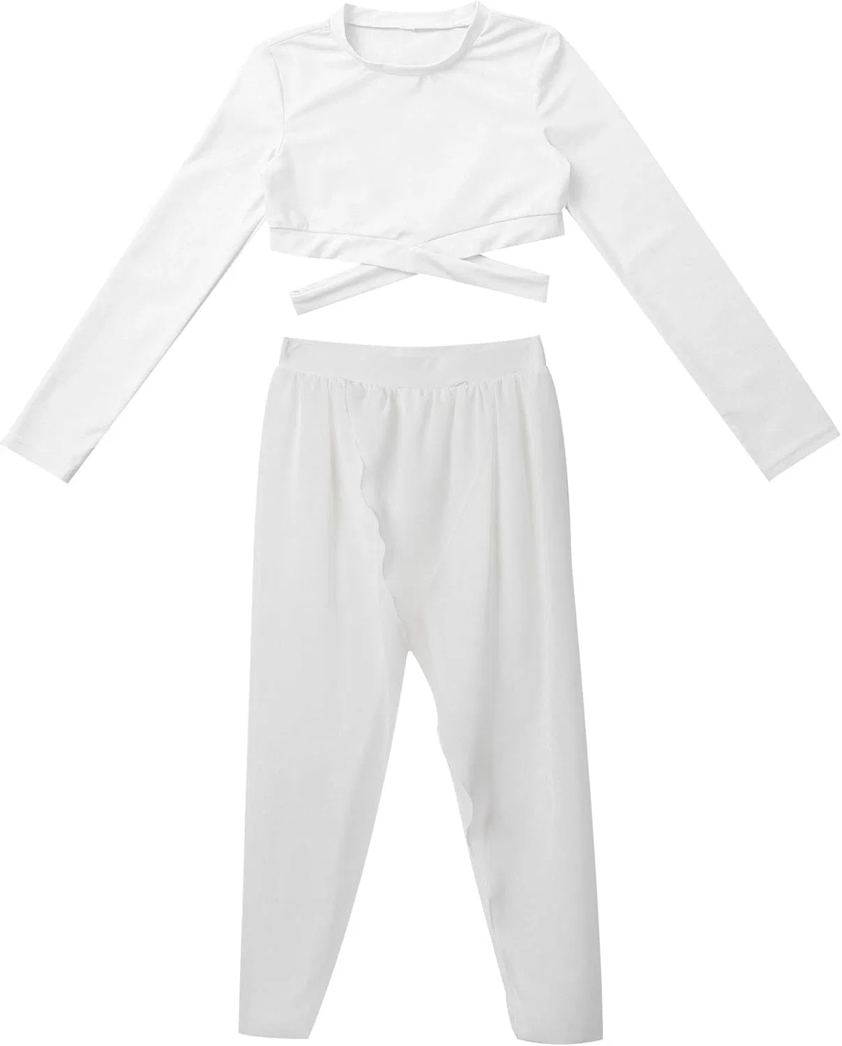 Детский спортивный костюм топ+леггинсы Mufeng, 2 предмета, Long Sleeve White — фото 3