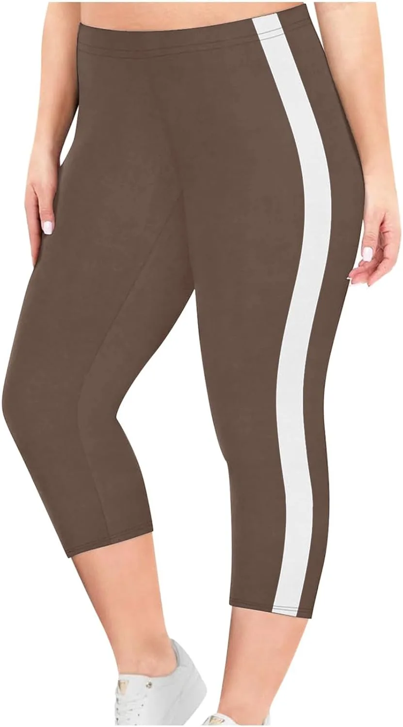 

Капри с полоской для женщин, Tummy Control, High Waist, для йоги и тренировок bawilom