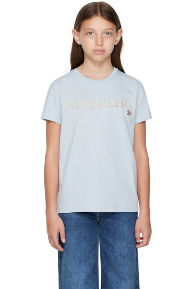 

Футболка Big Kids Blue с вышитым логотипом из хлопка Moncler Enfant