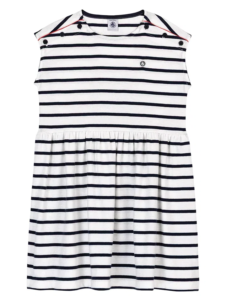 Платье полосатое PETIT BATEAU, белый/черный