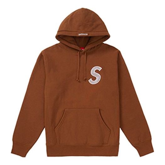 

Толстовка fw18 s logo hooded sweatshirt brown logo Supreme, коричневый