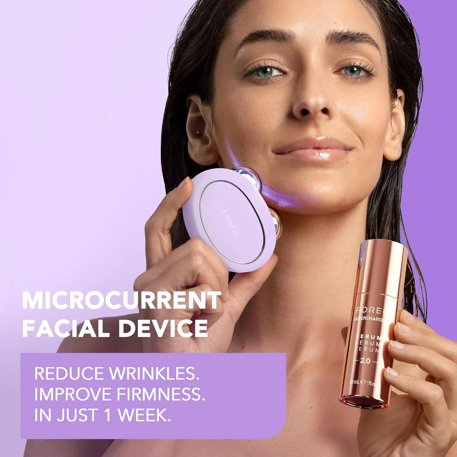 FOREO Bear 2 Advanced Toning Microcurrent Facial Device - устройство для тонизирования и контурирования лица, повышает впитывание уходовых средств, Lavender, Lavender — фото 2