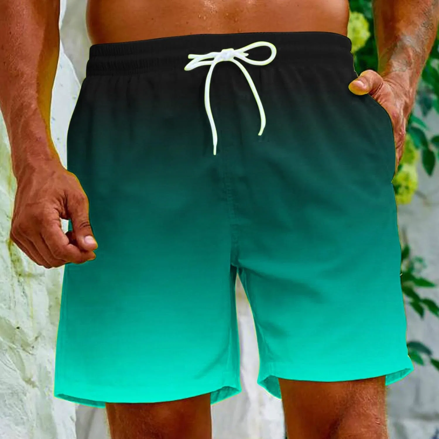 Мужские спортивные шорты с градиентным принтом, Mint Green — фото 3
