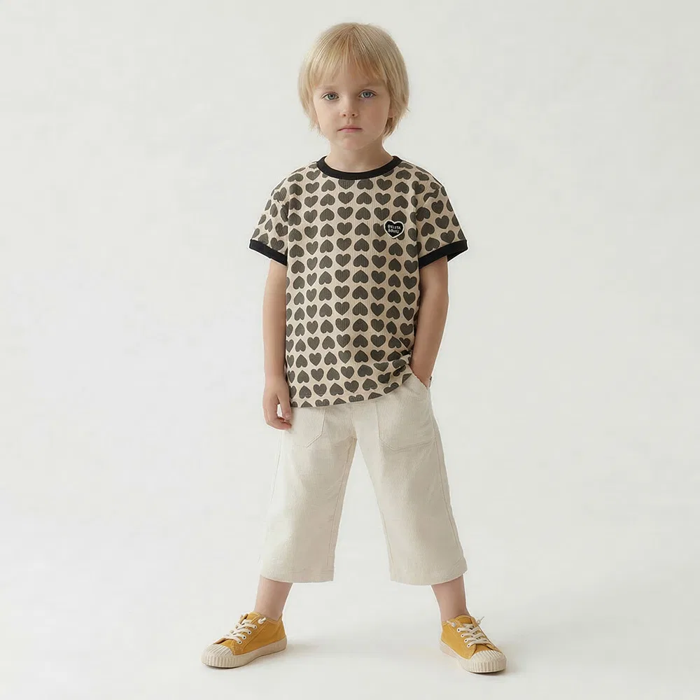 Детские брюки 7/10 длины Bb Heart Patch Poly Seersucker кремовые от Belita&Boys