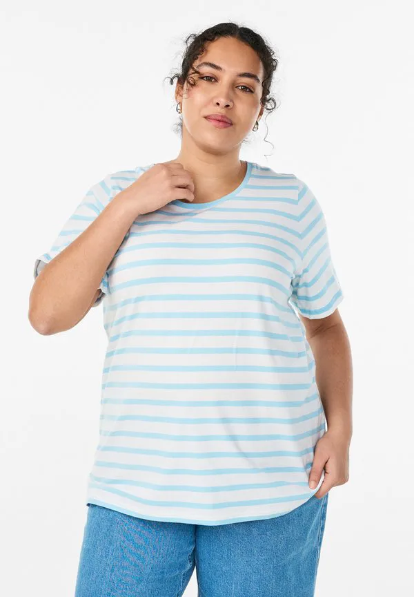 

Футболка с принтом "gestreiftes" Zizzi, White W Summer Son, Белый, Футболка с принтом "gestreiftes" Zizzi, White W Summer Son