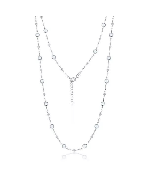 

Ожерелье из стерлингового серебра с фианитами и бусинами (белого, зеленого, синего или красного цвета) Simona, white