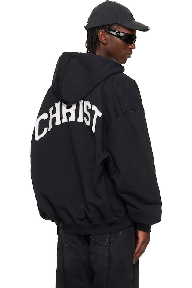 Vetements Черная толстовка на молнии с надписью «Иисус Христос» — фото 3