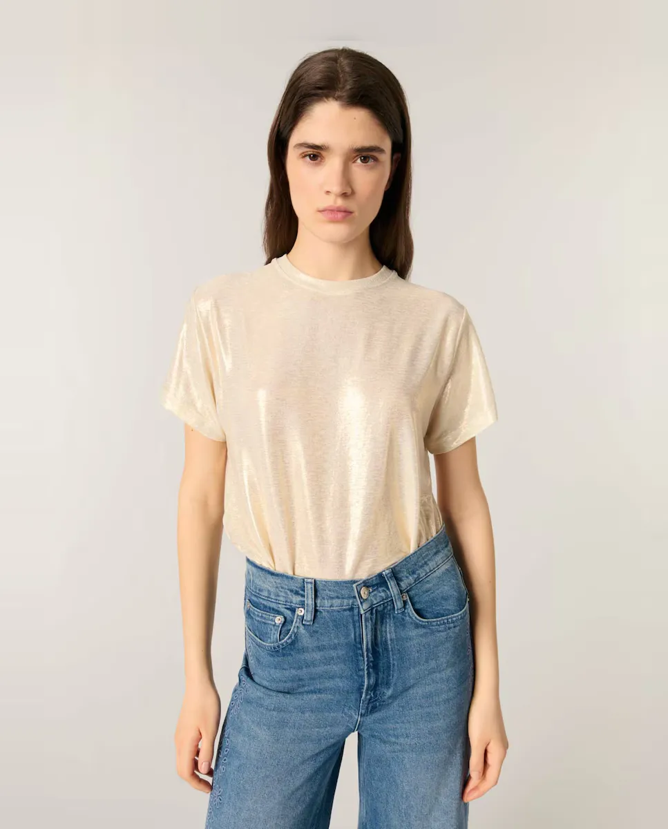 

Женская футболка из ткани ламе Maje, золотой