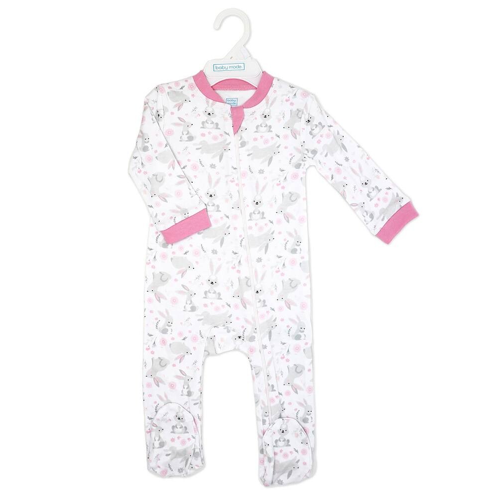 Комплект из 2 футболок для маленьких девочек на молнии, Pink Bunnies And Love Baby Mode, розовый — фото 2