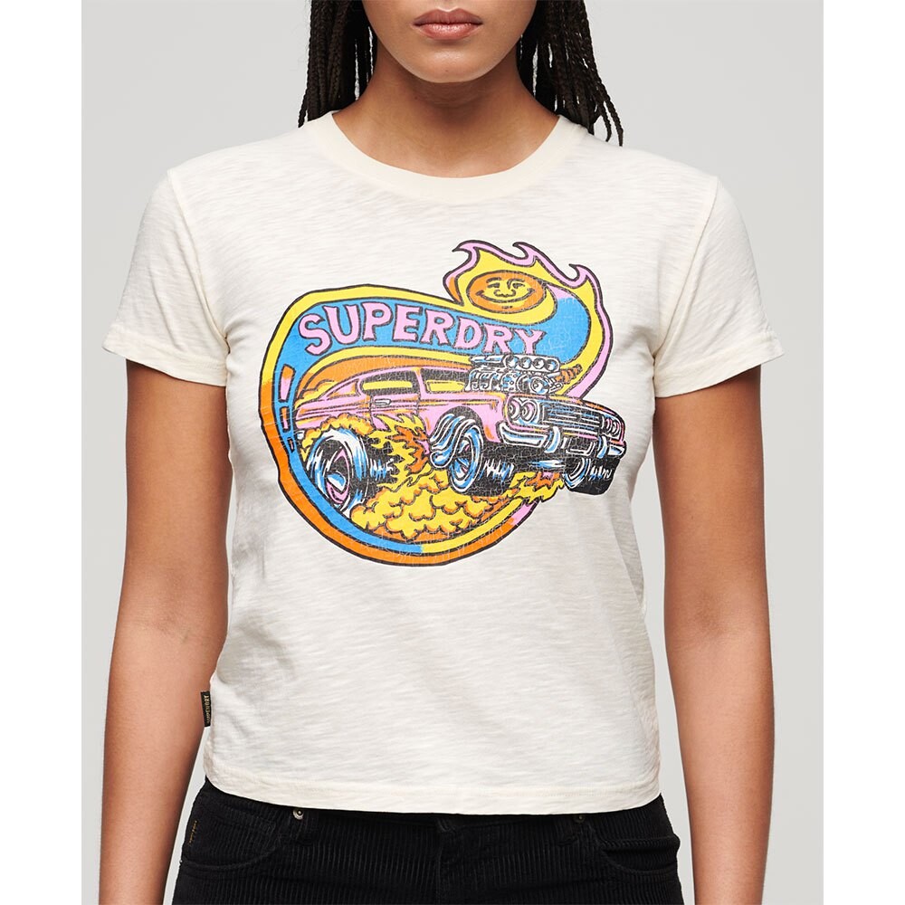 

Футболка с коротким рукавом Superdry Neon Motor Graphic Fitted, белый