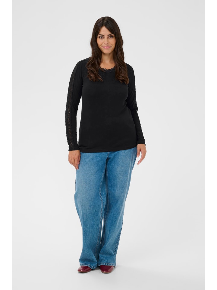 

KAFFE curve Футболка KCtinna прямого кроя с длинными рукавами, цвет Black Deep