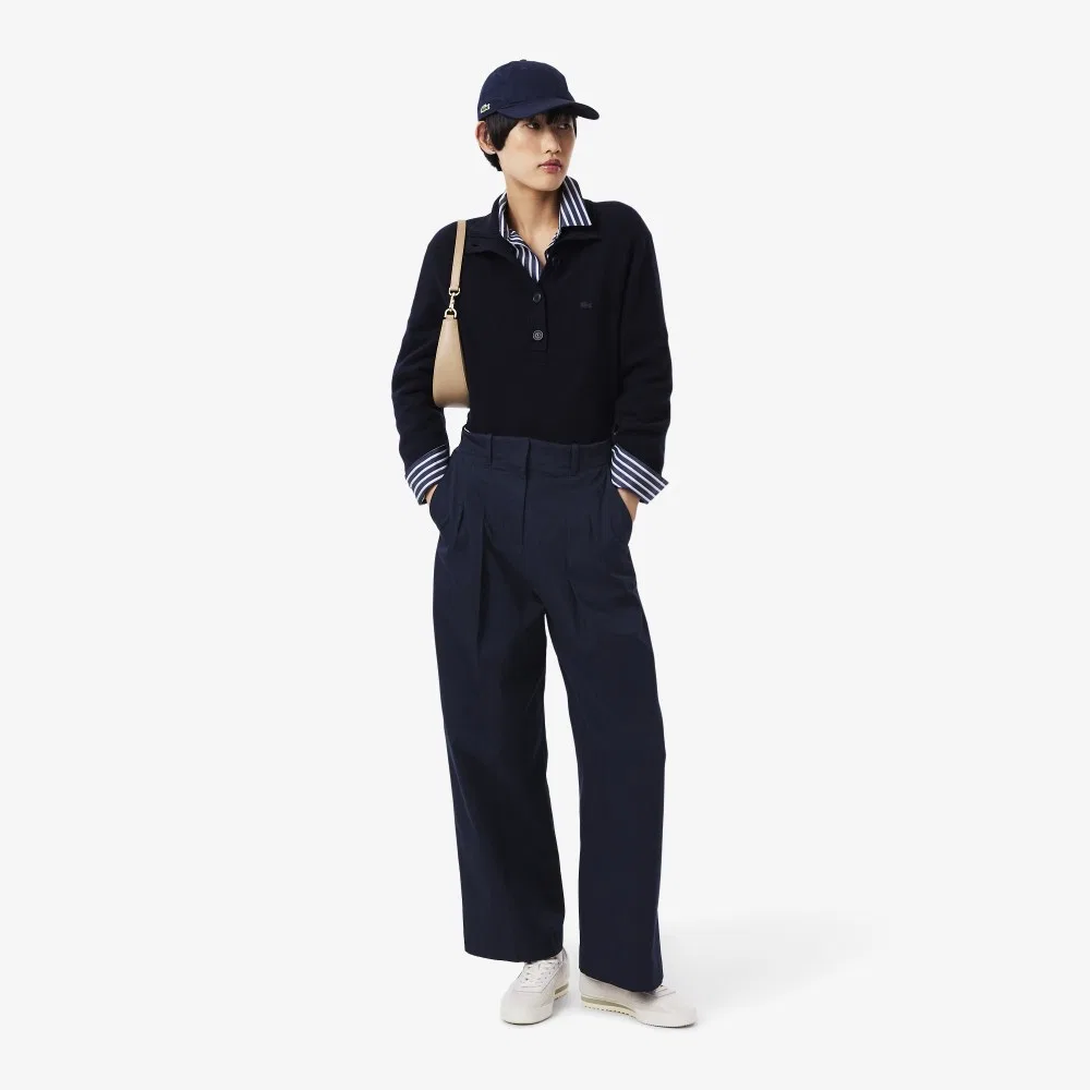 Брюки чинос Lacoste, широкие, тёмно-синие — фото 4