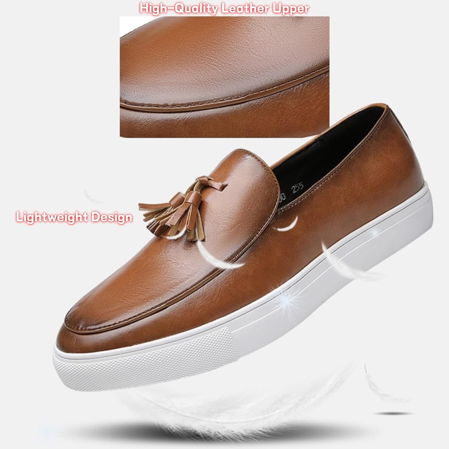 Мужские классические кожаные лоферы с кисточками, слипоны, низкий верх, округлый носок, удобные, легкие, повседневные, нескользящие, для офиса, работы, прогулок, вождения, путешествий, выходных. Лоферы слеперы Yrzhgdl, коричневый — фото 4