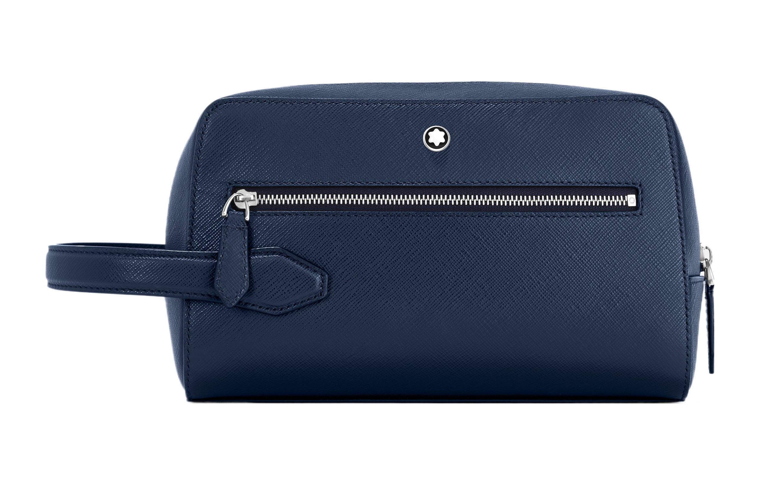 

MONTBLANC Сумка-косметичка из зерненой кожи коровы унисекс ink blue