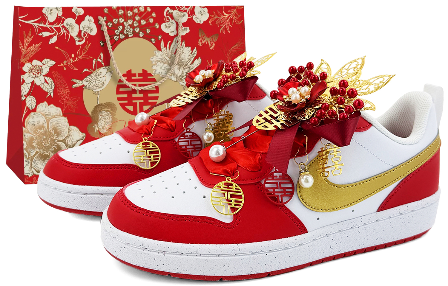 

Court Borough New Chinese Style, Horse Year, праздничные, противоскользящие, амортизирующие, износостойкие, низкие Nike, красный