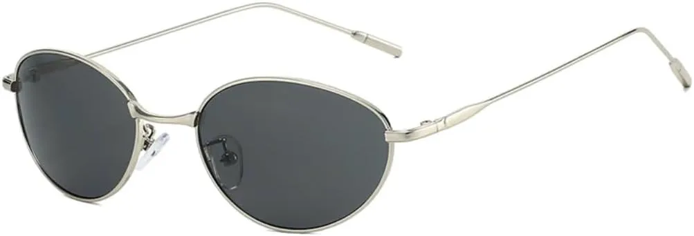 

Овальные солнцезащитные очки в стиле металл-панк для женщин, модные, с прозрачными линзами цвета океана, защита от УФ-излучения UV400 для мужчин HHZZYVY, Silver Grey