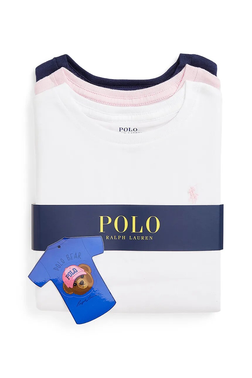Футболка детская хлопковая, 3 шт. в упаковке Polo Ralph Lauren, розовый — фото 3