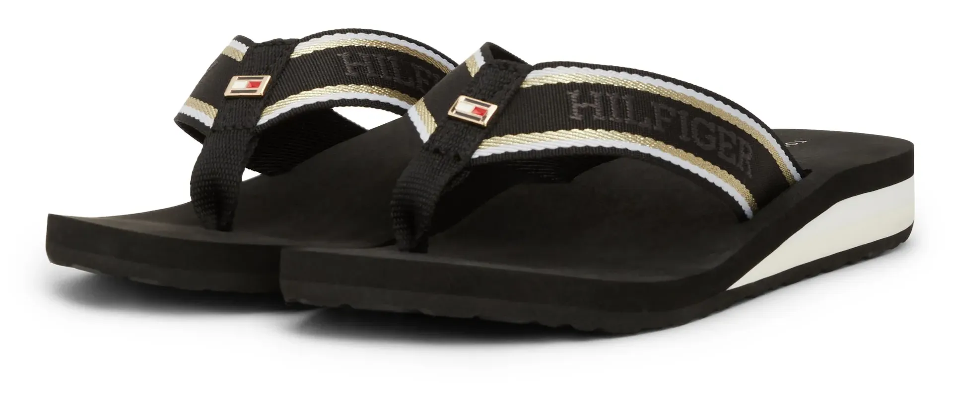 

Шлепанцы Tommy Hilfiger "IM HILFIGER BEACH SANDAL", Dianette, тапочки, купальная обувь, шлепанцы для бассейна с надписью-логотипом, черно-белый