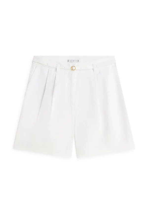 Шорты из смесовой льняной ткани с широкими штанинами Tommy Hilfiger, Optic White — фото 4