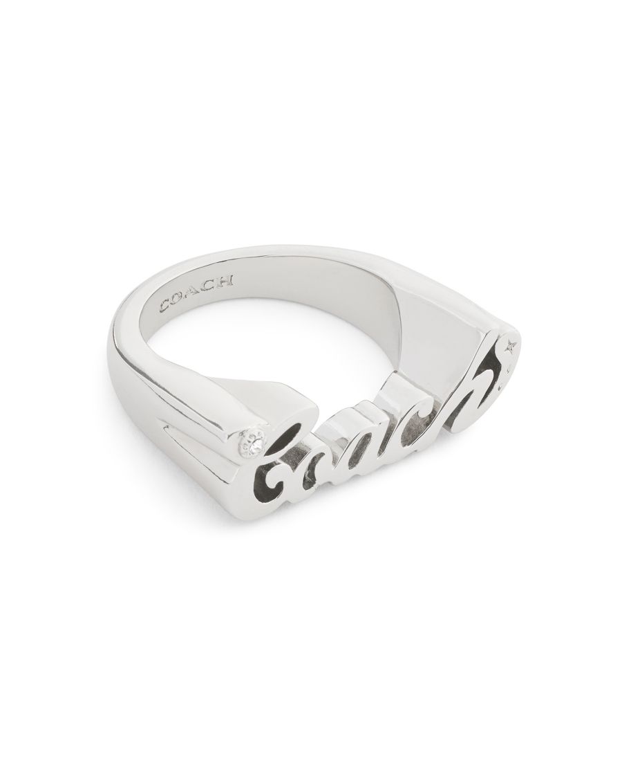 

Кольцо с именной табличкой тренера и искусственным камнем COACH, Rhodium