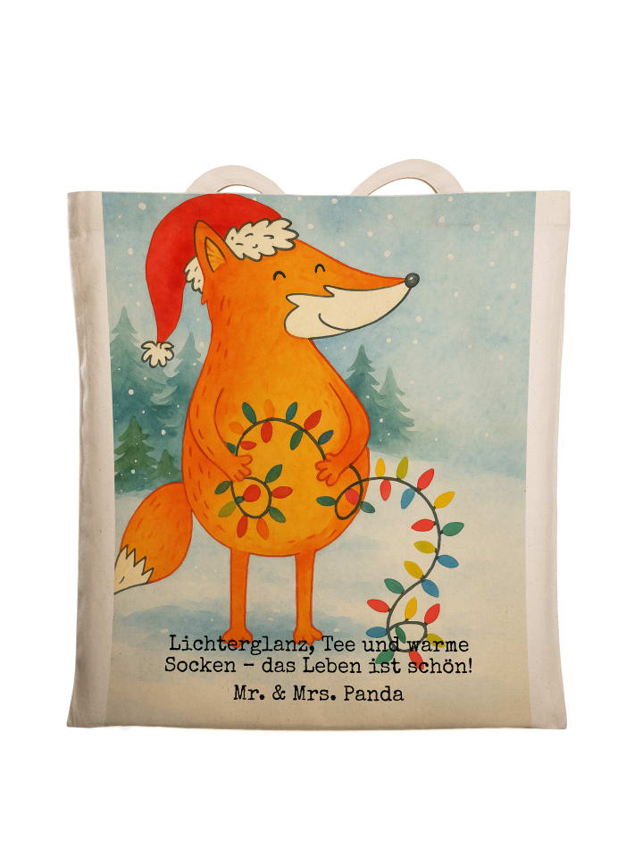 

Сумка-шоппер с рождественским дизайном Лиса и надписью Белый Mr. & Mrs. Panda