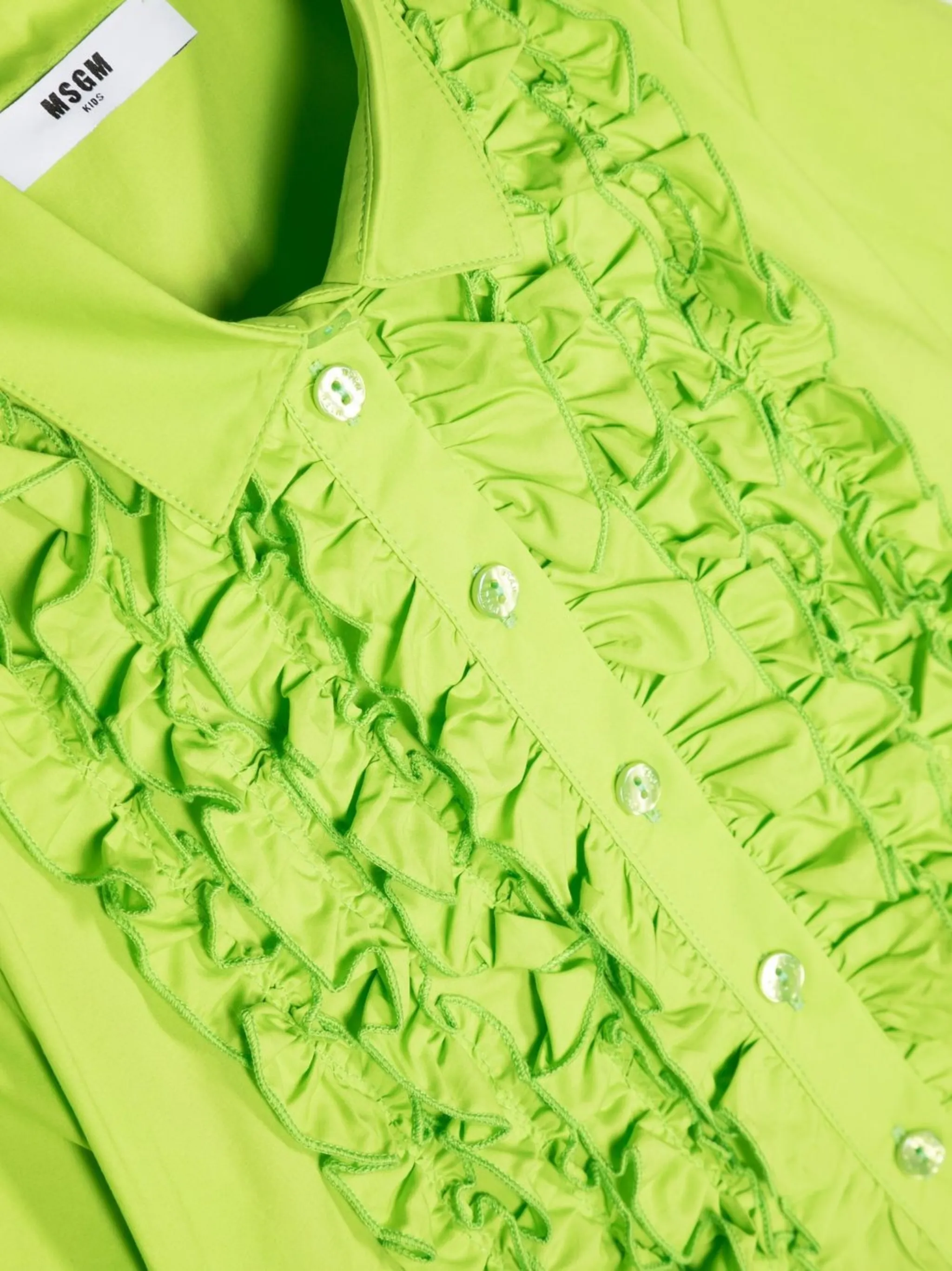 Рубашка с оборками Msgm Kids, зеленый — фото 3
