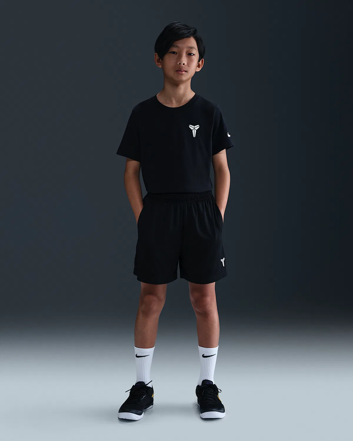 Большие детские шорты Dri-FIT Kobe, Black/Black/White