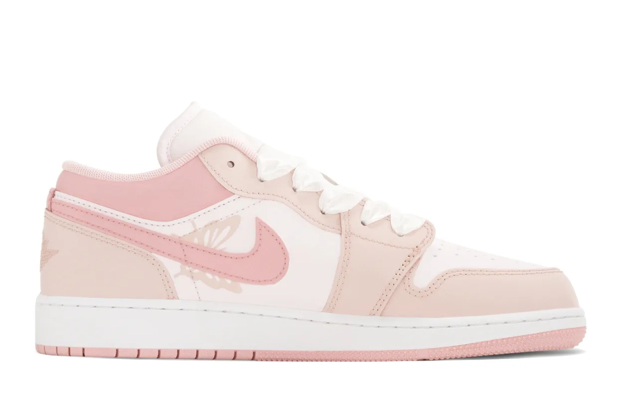 Jordan Air 1 Butterfly Abrasion Resistant Mid top детские баскетбольные кроссовки Pink Teenagers — фото 3