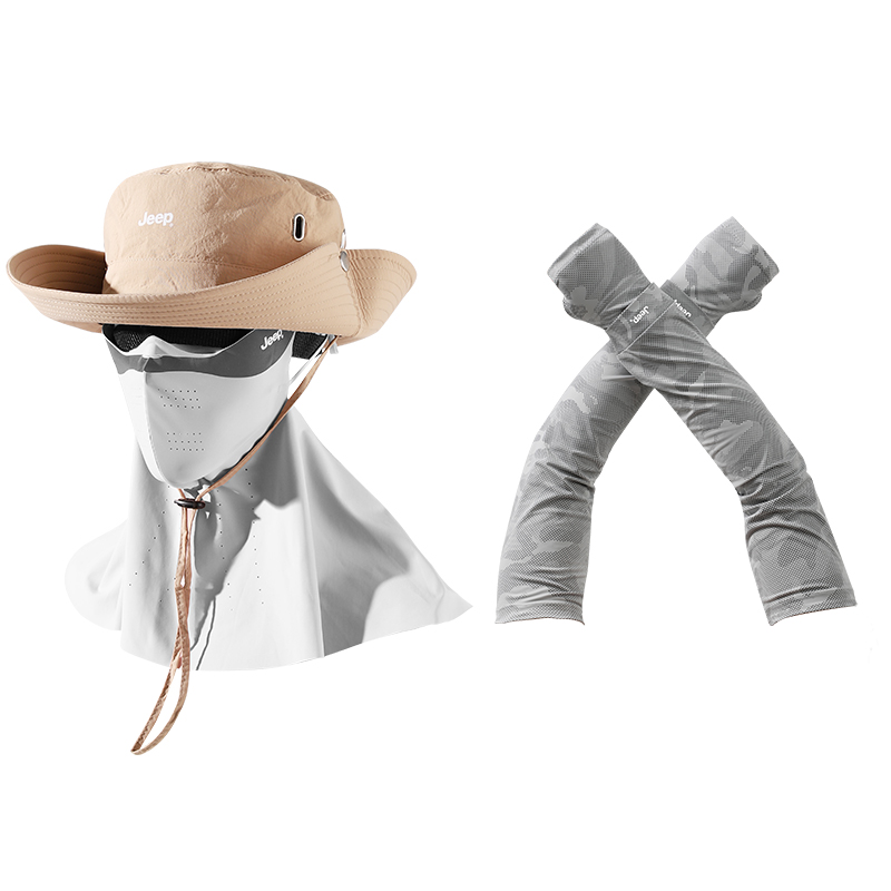 

Кепка-ведро из полиэстера для мужчин Jeep, бежевый+светло-серый face masks+iridescent светло-серый sleeve covers