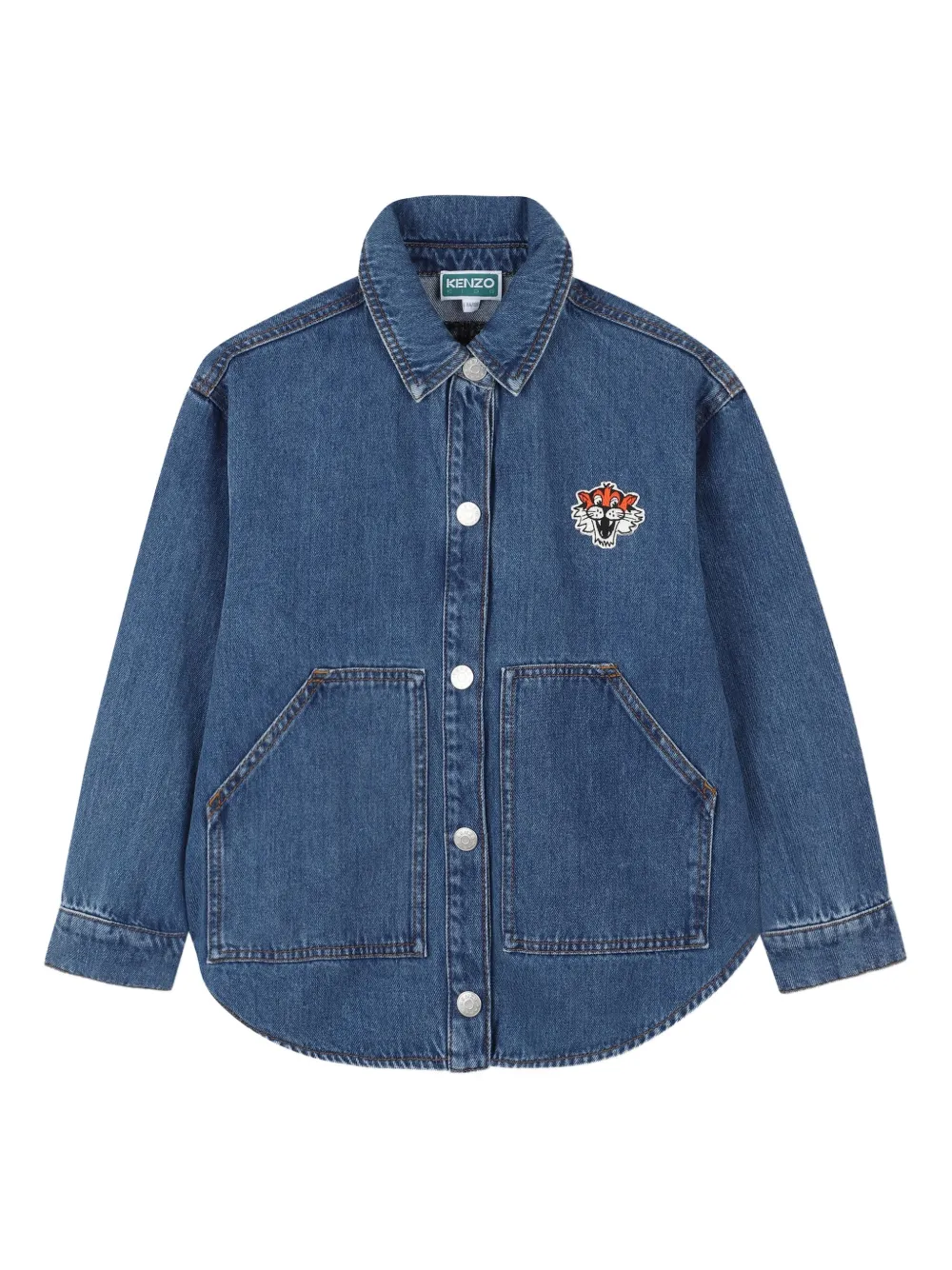 

Джинсовая рубашка с вышивкой Kenzo Kids, синий