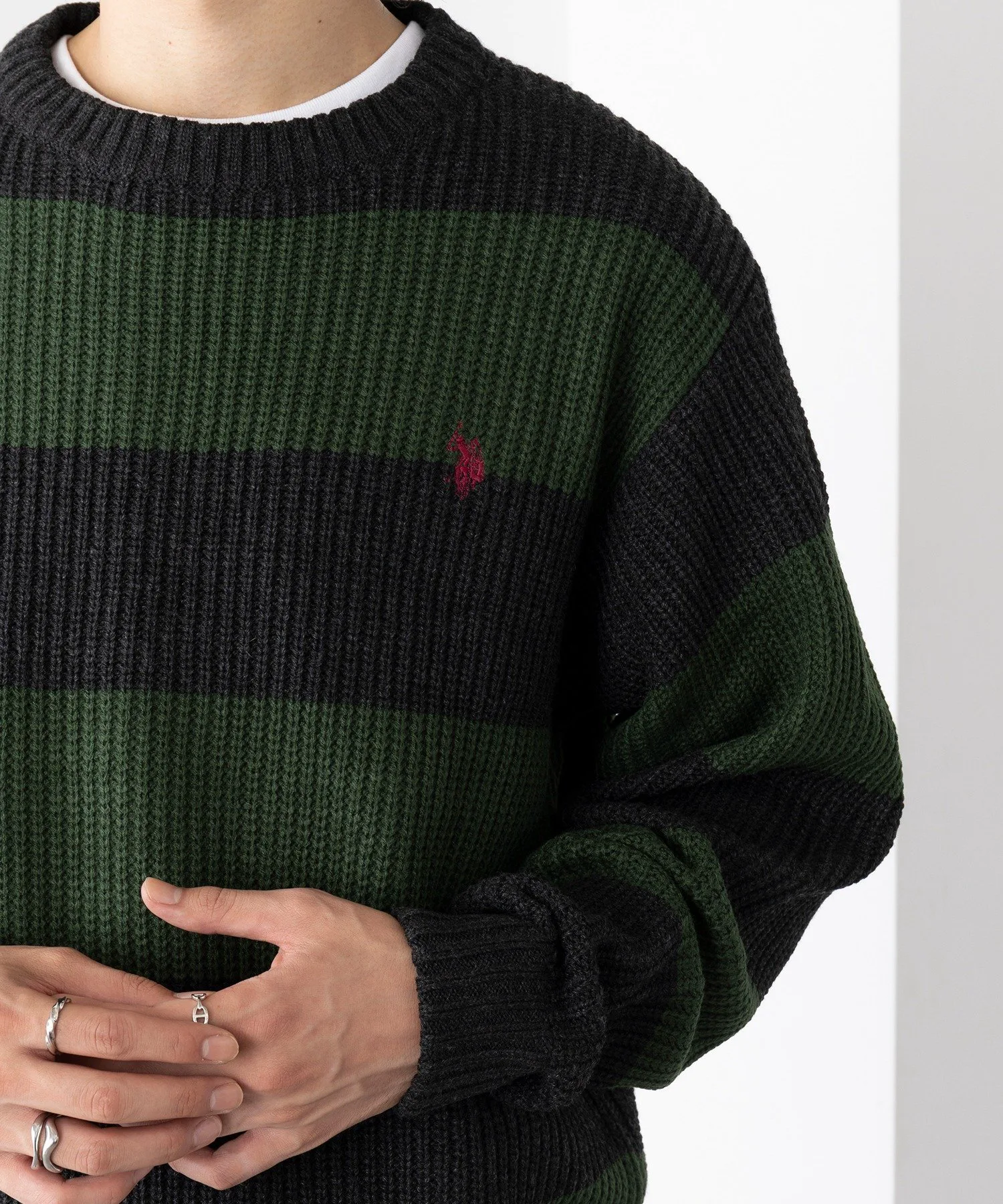 Футболка с круглым вырезом и вышивкой в виде пони с логотипом US POLO ASSN./OnePoint Logo. U.S. Polo Assn., GRN — фото 2