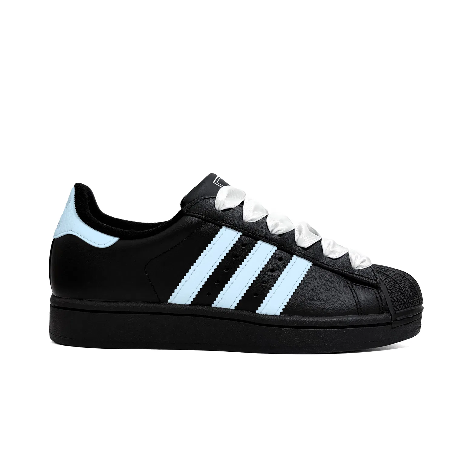 Кроссовки детские кеды Superstar 2 Ice Blue Meow Point Leather Low top Adidas Originals черные — фото 3
